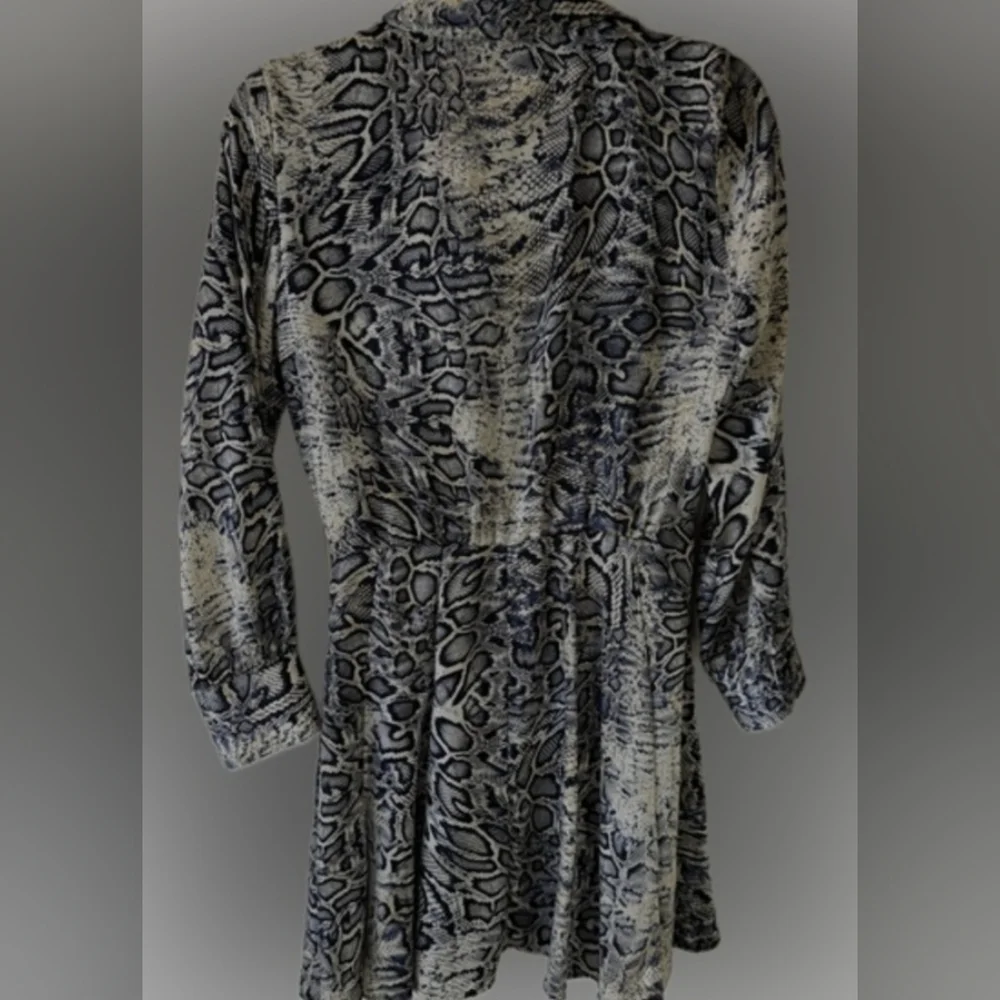 Zara Snake Print Button-Front Dress in Black and Cream - Picture 2 of 5